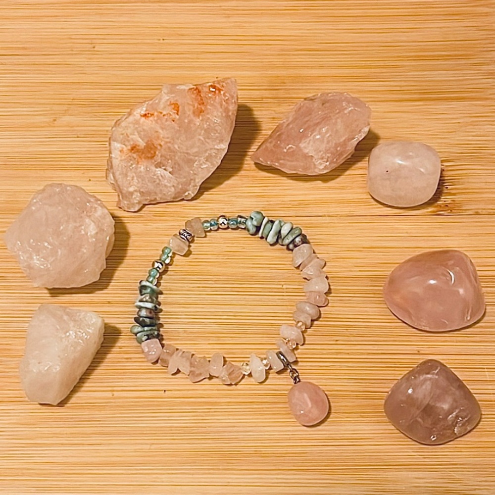 🍒 BOGO 🍒 8 piece Self Love Intention bag 🌸 Rose Quartz & Larimar